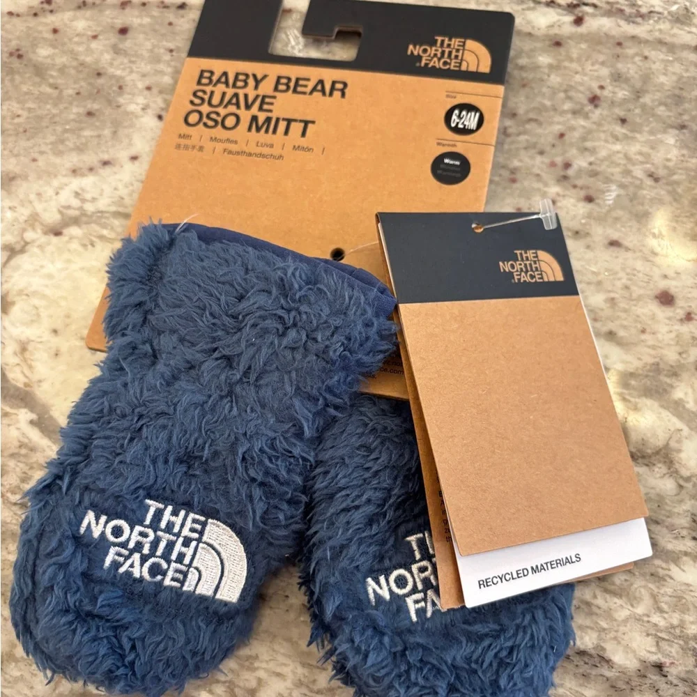 The North Face Fuzzy Blue Mittens
